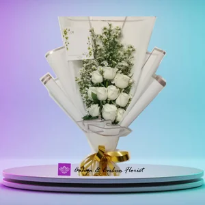 Hand Bouquet Mawar Putih - Karangan Bunga Papan Bogor